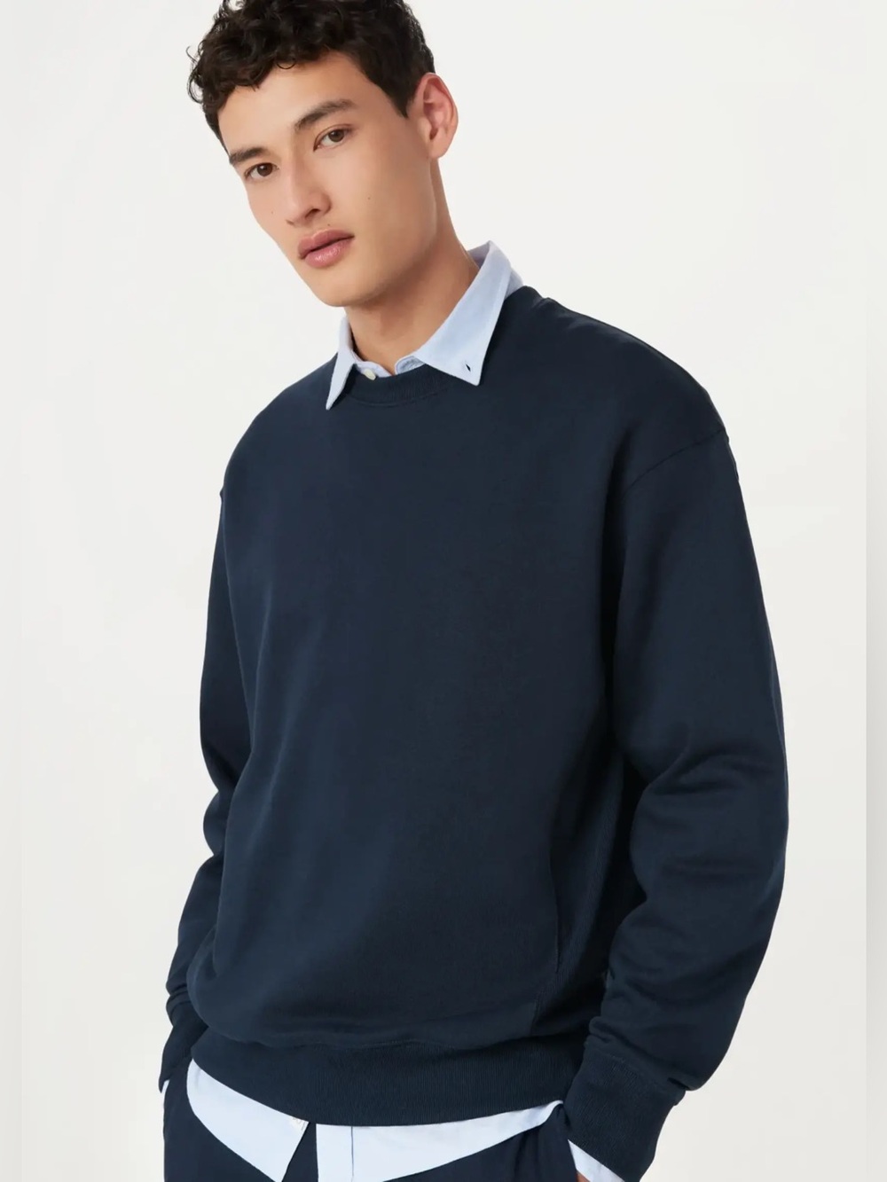 Frank & Oak - The French Terry Sweater Men's Crewneck Sweatshirt, Navy, Sz Large